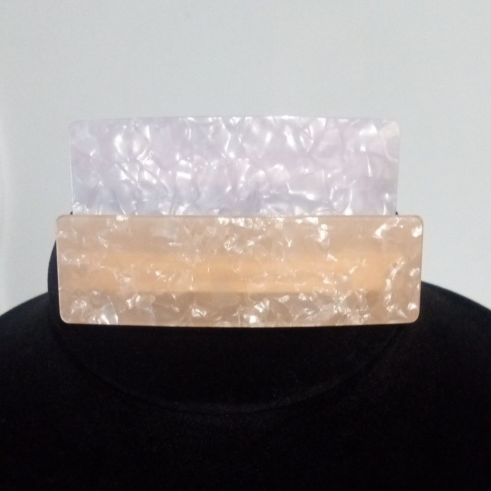 ELEGANT PEARLIZED HAIR CLIPS 2 PIECE SET  PEACH LAVENDER PONYTAIL HOLDERS NWT